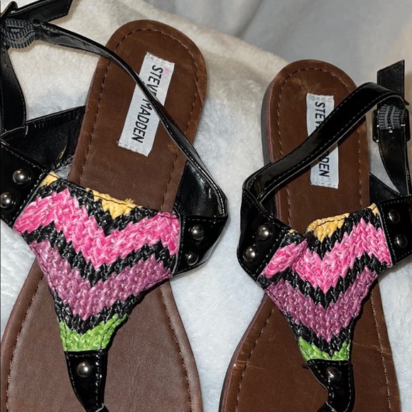 Steve Madden Black Beaded Strap Sandals - Picture 3 of 6